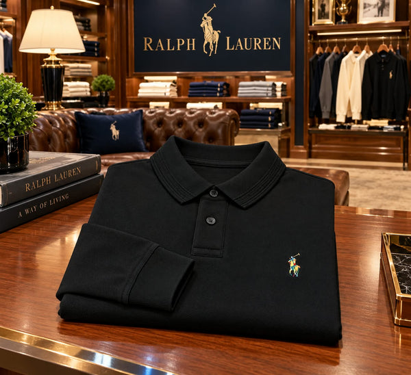 Premium Exclusive High-End Quality Black Long Sleeve Polo T-Shirt