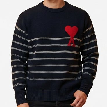 Premium Exclusive High-End Authentic Quality Striped Crewneck Pullover