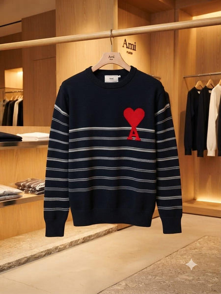 Premium Exclusive High-End Authentic Quality Striped Crewneck Pullover