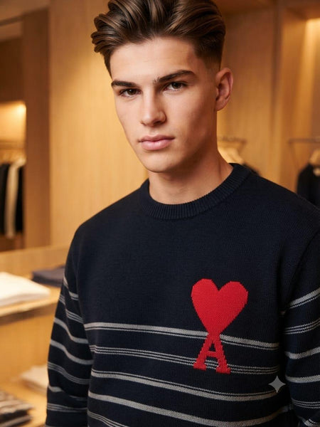 Premium Exclusive High-End Authentic Quality Striped Crewneck Pullover