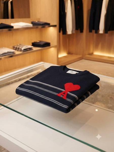 Premium Exclusive High-End Authentic Quality Striped Crewneck Pullover