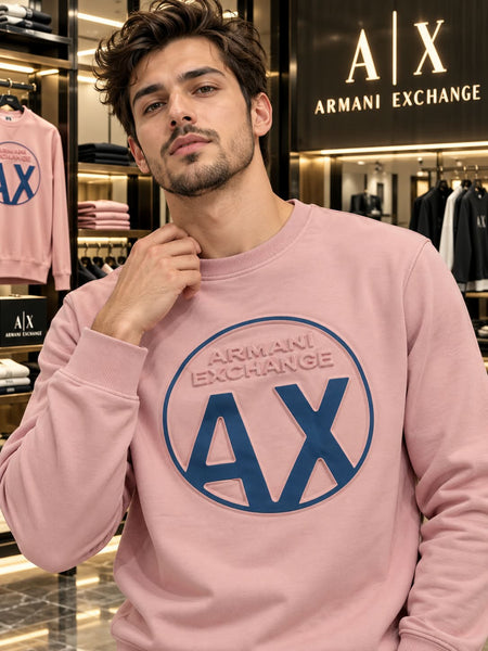 Premium Exclusive High-End Quality Soft Pink Crew-Neck Sweatshirt with Circular Logo