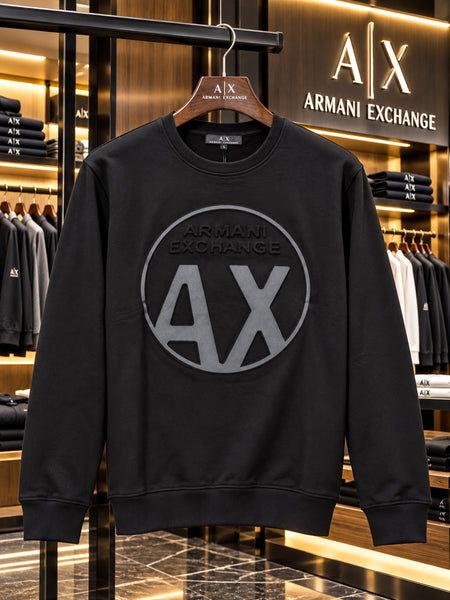 Premium Exclusive High-End Quality Black Crew-Neck Sweatshirt with Circular Logo