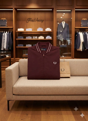 Premium Exclusive High-End Quality Burgundy Bomber Jacket with Contrast Trim