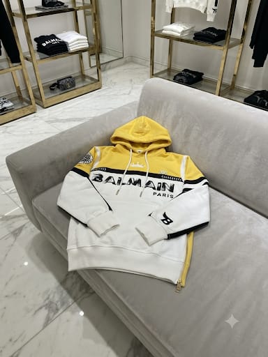 Premium Exclusive High-End Quality Yellow & White Color-Block Graphic Hoodie