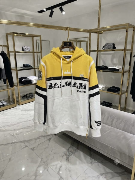 Premium Exclusive High-End Quality Yellow & White Color-Block Graphic Hoodie