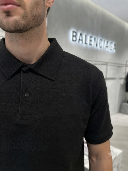 Premium Exclusive High-End Quality Embossed Logo Pattern Short Sleeve Polo Tee