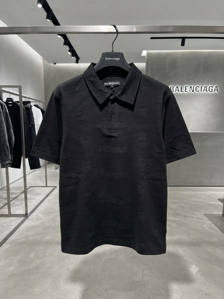 Premium Exclusive High-End Quality Embossed Logo Pattern Short Sleeve Polo Tee