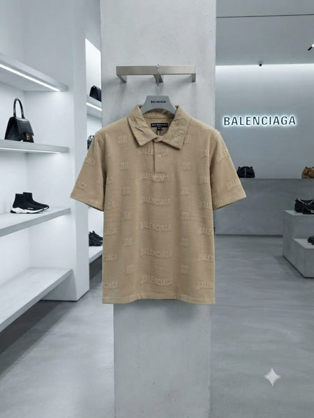 Premium Exclusive High-End Quality Embossed Logo Pattern Short Sleeve Polo Tee