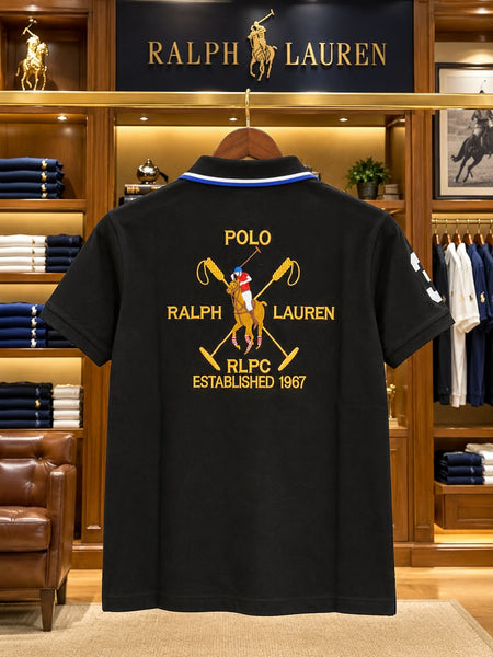 Premium Exclusive High-End Quality Black Crest Logo Short Sleeve Polo T-Shirt