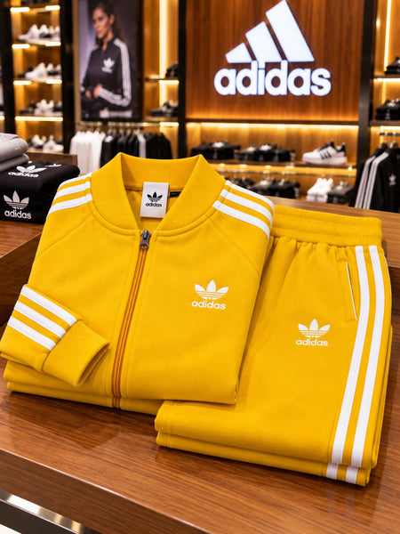 Premium Exclusive High-End Quality Bright Yellow Tracksuit Set with Contrast Stripes