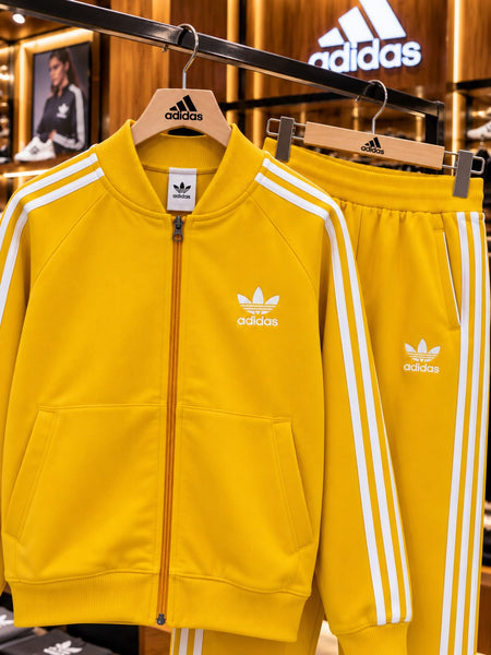 Premium Exclusive High-End Quality Bright Yellow Tracksuit Set with Contrast Stripes