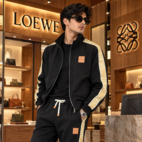 Premium Exclusive High-End Quality Black Tracksuit Set with Contrast Side Stripes