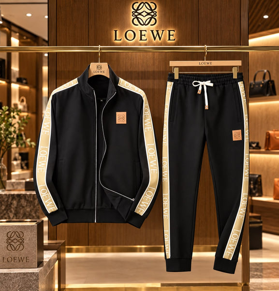 Premium Exclusive High-End Quality Black Tracksuit Set with Contrast Side Stripes