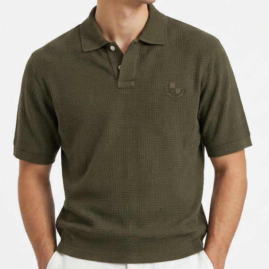 Premium Exclusive High-End Quality Olive Green Textured Short Sleeve Polo Tee