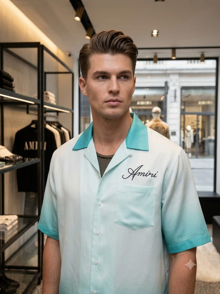 Premium Exclusive High-End Quality Ombre Short Sleeve Camp Collar Shirt