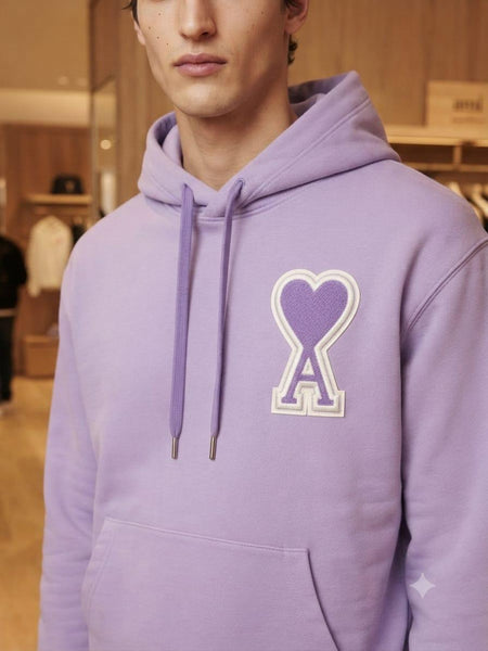 Premium Exclusive High-End Quality Lavender Hoodie with Heart Logo Detail