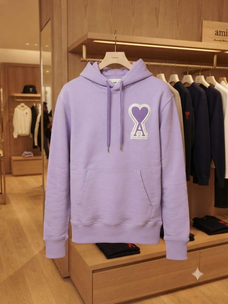 Premium Exclusive High-End Quality Lavender Hoodie with Heart Logo Detail