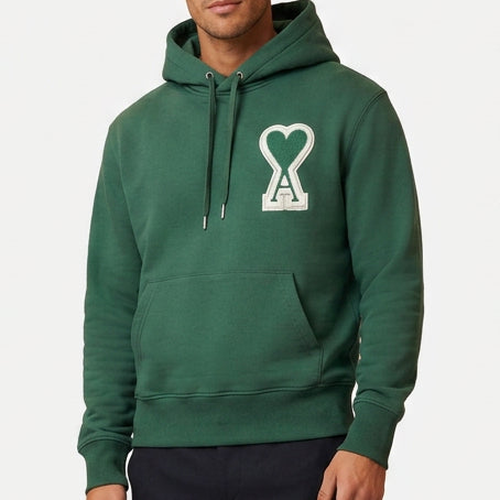 Premium Exclusive High-End Quality Forest Green Hoodie with Heart Logo Detail
