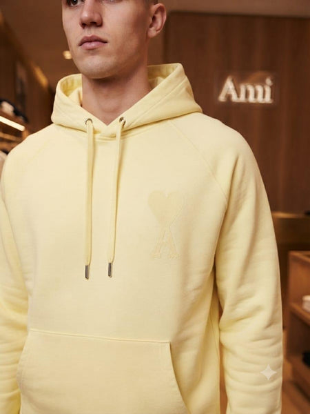 Premium Exclusive High-End Quality Pale Yellow Hoodie with Tonal Heart Logo