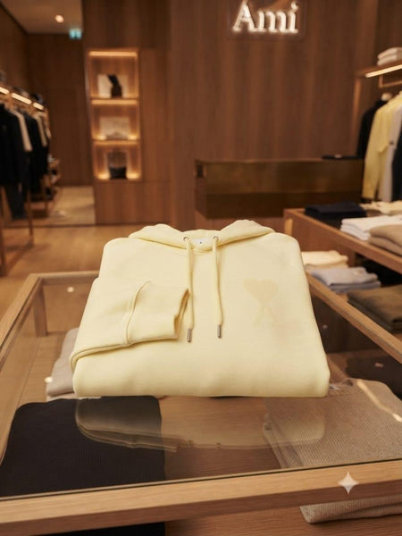 Premium Exclusive High-End Quality Pale Yellow Hoodie with Tonal Heart Logo