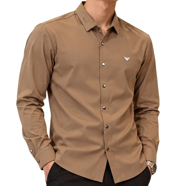 Premium Exclusive High-End Quality Beige Long Sleeve Button-Down Shirt
