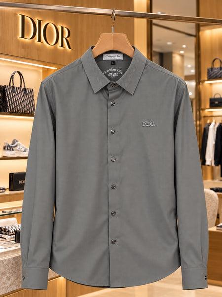 Premium Exclusive High-End Quality Grey Long Sleeve Button-Down Shirt