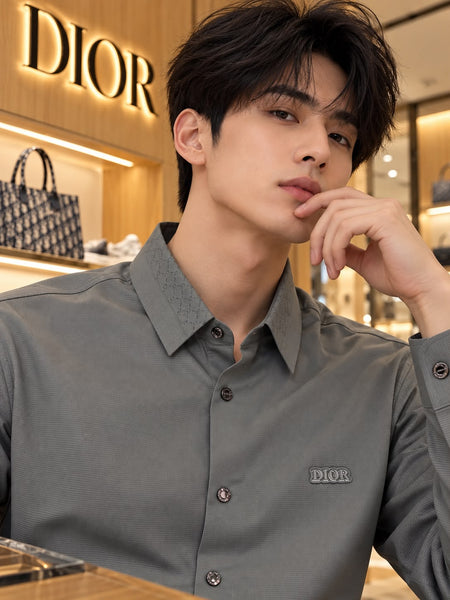 Premium Exclusive High-End Quality Grey Long Sleeve Button-Down Shirt