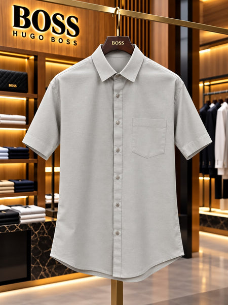 Premium Solid Color Short Sleeve Shirt – Classic Casual Style