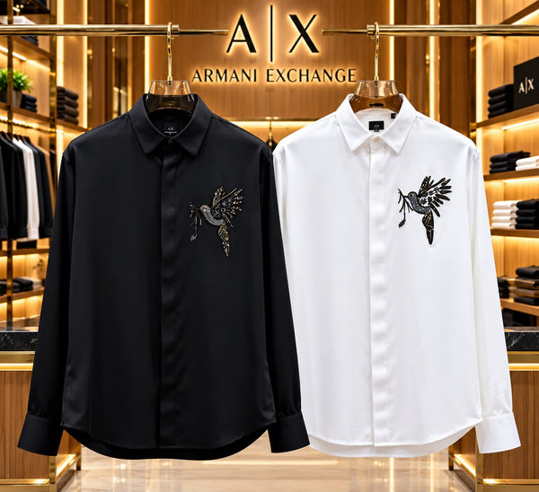 Premium Embroidered Bird Motif Long Sleeve Shirt