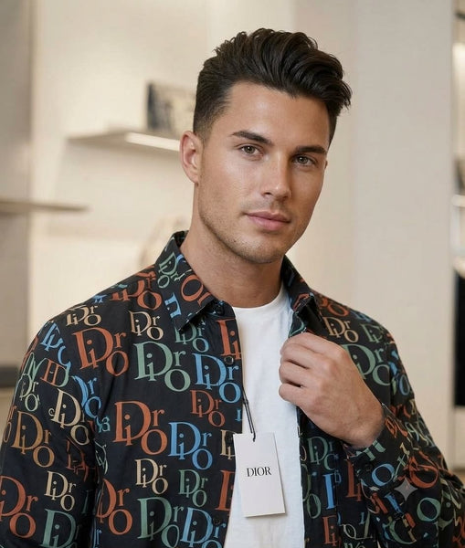 Premium Exclusive Long-Sleeve Button-Up Shirt – Multicolor All-Over Print Design