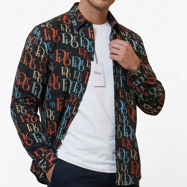 Premium Exclusive Long-Sleeve Button-Up Shirt – Multicolor All-Over Print Design