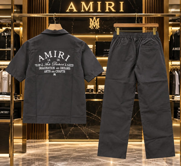 Premium Exclusive All-Black Co-Ord Set – Camp Collar Shirt & Drawstring Pants