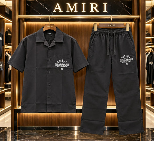 Premium Exclusive All-Black Co-Ord Set – Camp Collar Shirt & Drawstring Pants