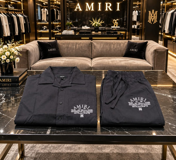 Premium Exclusive All-Black Co-Ord Set – Camp Collar Shirt & Drawstring Pants
