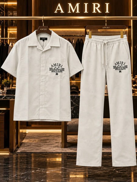 Premium Exclusive White Co-Ord Set – Camp Collar Shirt & Drawstring Pants