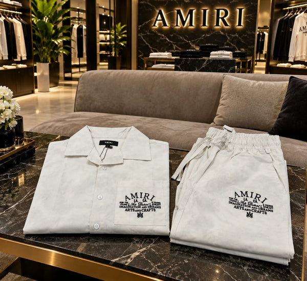 Premium Exclusive White Co-Ord Set – Camp Collar Shirt & Drawstring Pants