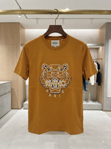 Premium Exclusive Golden Yellow Tiger Embroidered Crew Neck T-Shirt