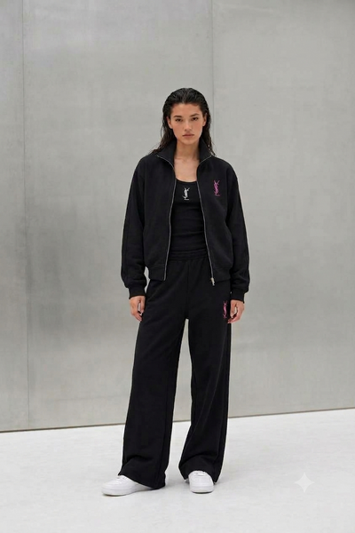 Premium Exclusive Black Zip-Up Tracksuit Set