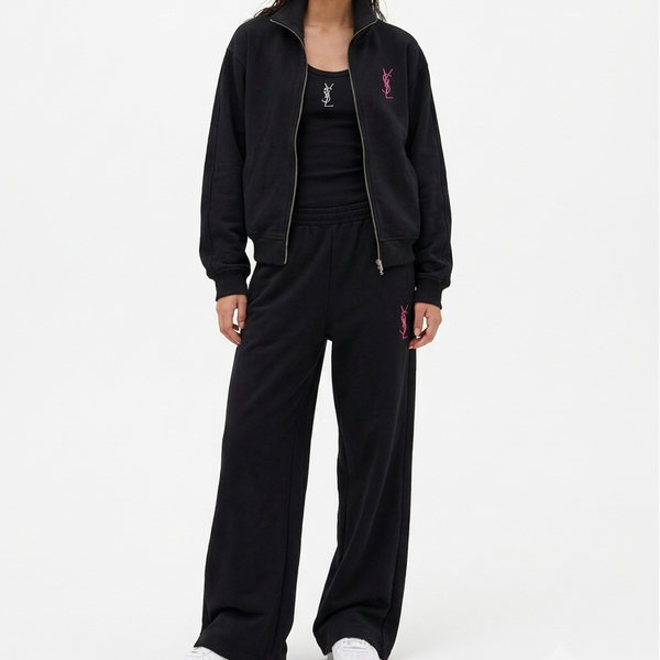 Premium Exclusive Black Zip-Up Tracksuit Set