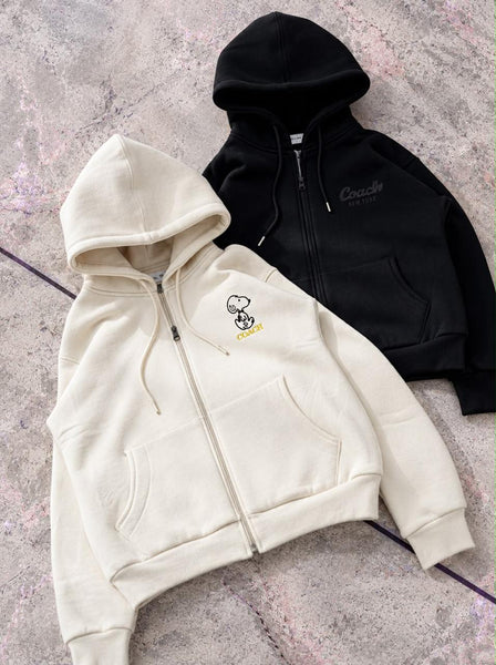 Premium Exclusive Soft Dinosaur Embroidered Zip Hoodie