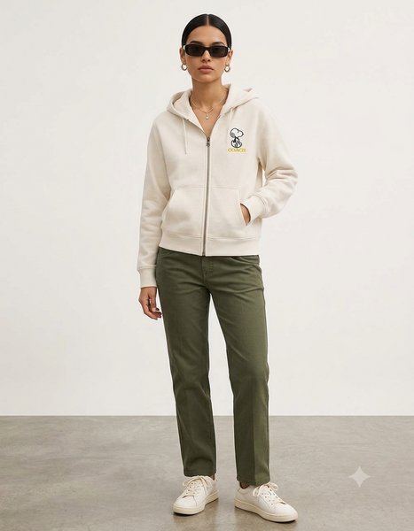 Premium Exclusive Soft Dinosaur Embroidered Zip Hoodie