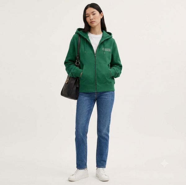 Premium Exclusive Soft Dinosaur Embroidered Zip Hoodie