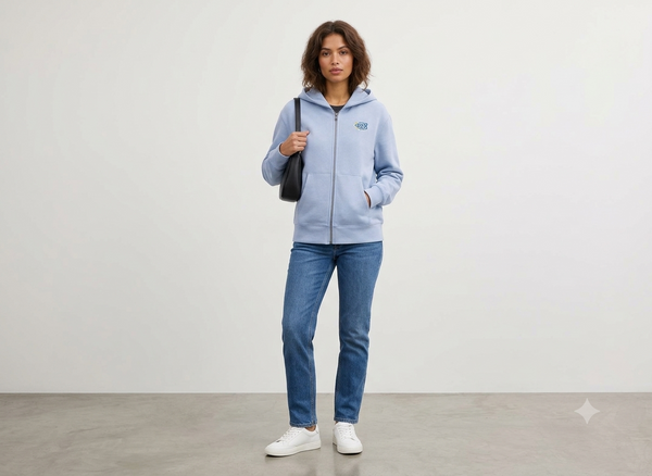 Premium Exclusive Soft Dinosaur Embroidered Zip Hoodie