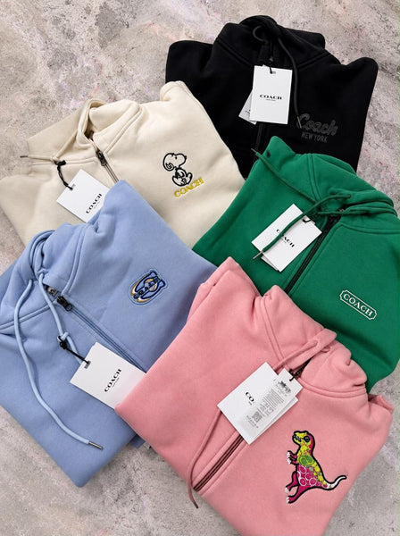 Premium Exclusive Soft Dinosaur Embroidered Zip Hoodie