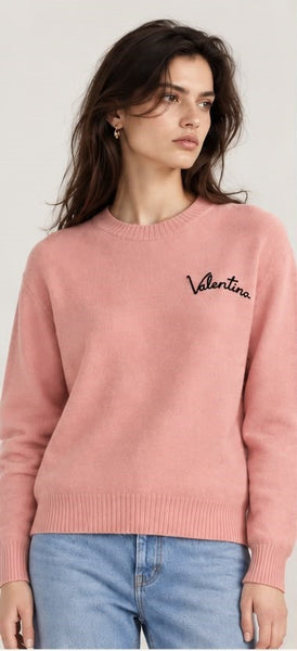 Premium Exclusive Soft Script Embroidered Crew-Neck Pullover