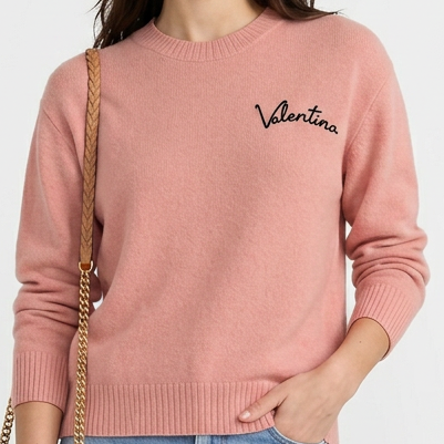 Premium Exclusive Soft Script Embroidered Crew-Neck Pullover