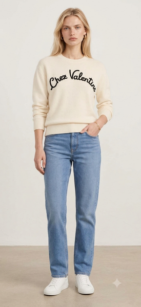 Premium Exclusive Soft Script Embroidered Crew-Neck Pullover