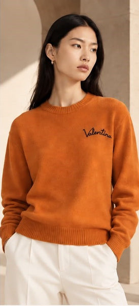 Premium Exclusive Soft Script Embroidered Crew-Neck Pullover