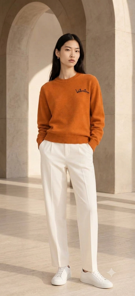 Premium Exclusive Soft Script Embroidered Crew-Neck Pullover